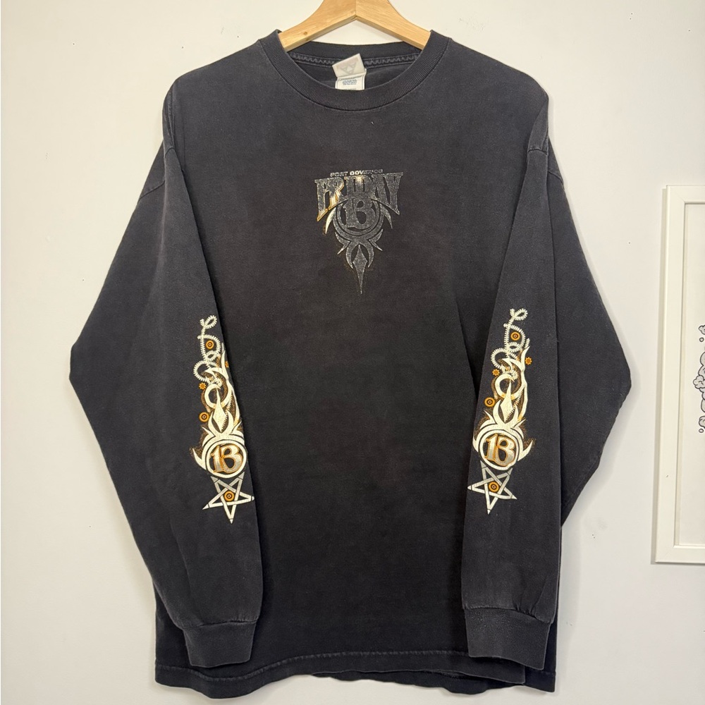 Faded Biker Friday the 13th Longsleeve West Coast Scroll Style Y2K Longsleeve
